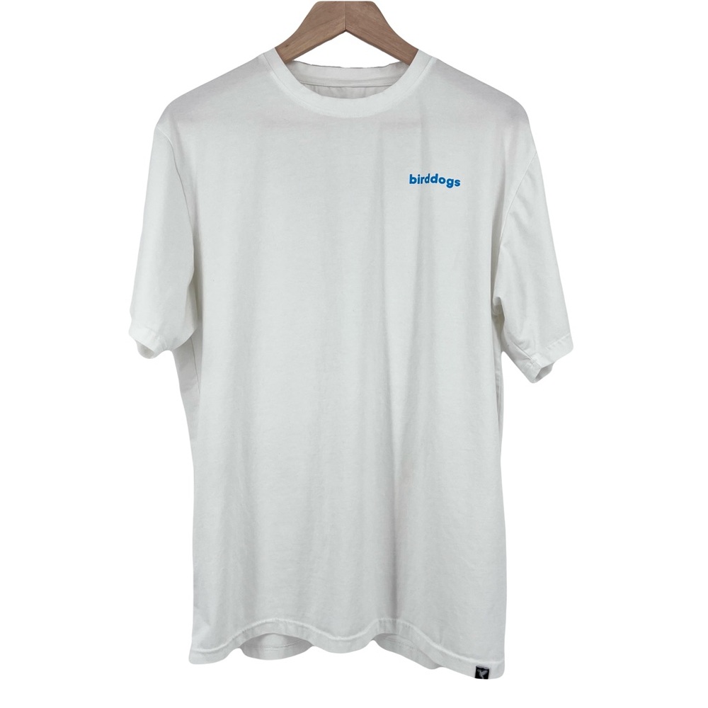 Birddogs White Graphic Tee XL Mens Short Sleeve Back Logo Casual Shirt